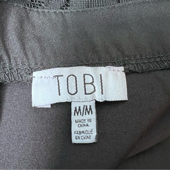 Tobi Black Plunging Vneck Lace Sleeves & Sheer Lace Back Mini Dress Size Medium - Picture 9 of 11